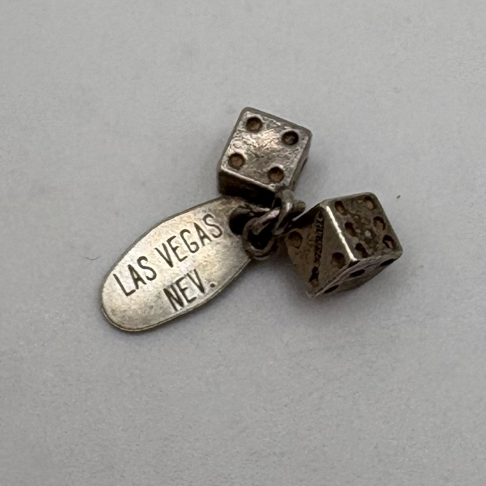 VTG Sterling Silver Dice Charm with Las Vegas Tag - Picture 2 of 5